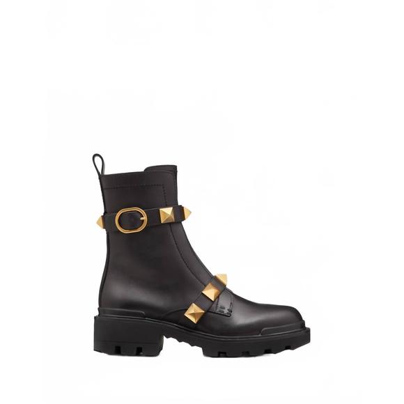 NEW VALENTINO GARAVANI women's roman stud combat boots in